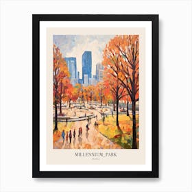 Autumn City Park Painting Millennium Park Chicago Poster Art Print