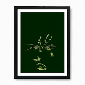 Sketchy Cat In The Dark Art Print