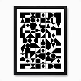 Geometric Pattern Black and White Art Print