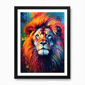 Lion Art Painting Colour Field Style 2 Art Print