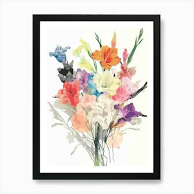 Gladiolus 1 Collage Flower Bouquet Art Print