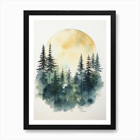 Watercolour Painting Of Boreal Forest   Northern Hemisphere 5 Art Print