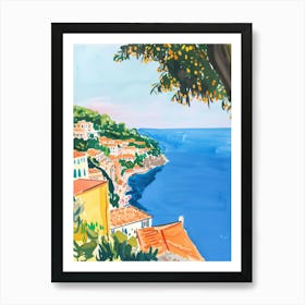 Travel Poster Happy Places Positano 3 Art Print