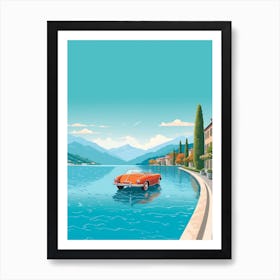 A Hammer Car In The Lake Como Italy Illustration 4 Art Print