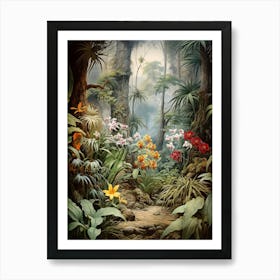 Vintage Jungle Botanical Illustration Orchids 2 Art Print