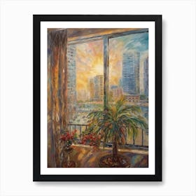 Window View Of Dubai United Arab Emirates Impressionism Style 2 Art Print