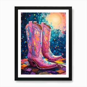 Pink Sparkly Cowgirl Boots 5 Art Print