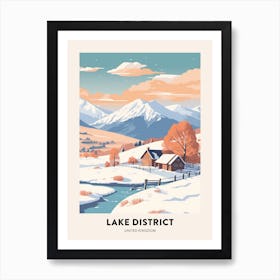 Vintage Winter Travel Poster Lake District United Kingdom 1 Art Print