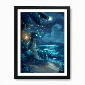 Dragon At Night Art Print