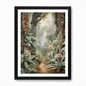 Vintage Jungle Botanical Illustration Vanilla Orchid 2 Art Print