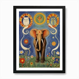 Elephant And Critters Art Print