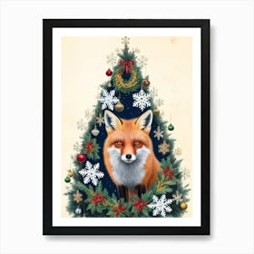 William Morris Christmas Fox Art Print