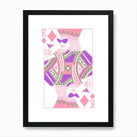 King Playing Card Maximalist Pink Print Lucky You Dopamine Decor Art Print