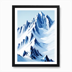 Jagged Peaks Snowy Blue Winter Mountains Ice Cold Art Print