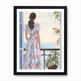 Woman Looking Out A Window Art Print