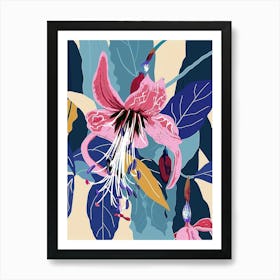 Colourful Flower Illustration Fuchsia 4 Art Print