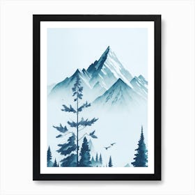 Mountain And Forest In Minimalist Watercolor Vertical Composition 349 Art Print