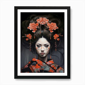 Geisha Japanese Style Illustration 4 Art Print