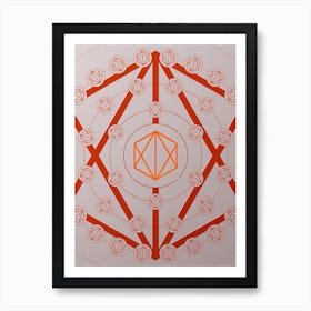 Geometric Abstract Glyph Circle Array in Tomato Red n.0175 Art Print