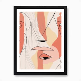Abstract Face Line Drawing 3 Art Print