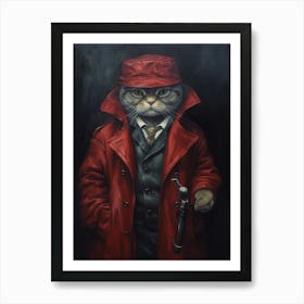 Gangster Cat Scottish Fold 4 Art Print