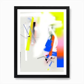 Abstract Mobile Toy Blue Yellow Pink And Strokes Art Print