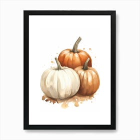 Watercolor Pumpkins Fall Wall Art 1 Art Print