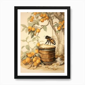 Storybook Animal Watercolour Honey Bee 1 Art Print