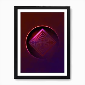 Geometric Neon Glyph on Jewel Tone Triangle Pattern 151 Art Print