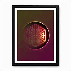 Geometric Neon Glyph on Jewel Tone Triangle Pattern 454 Art Print