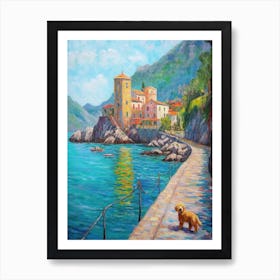 A Painting Of A Dog In Isola Bella Garden, Italy In The Style Of Impressionism 01 Art Print