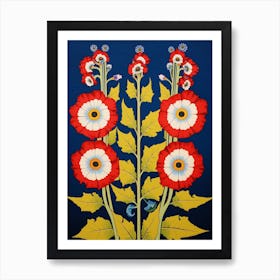 Flower Motif Painting Hollyhock 1 Art Print