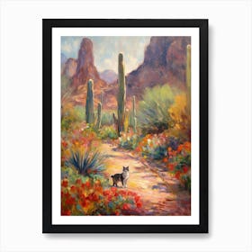 Painting Of A Cat In Desert Botanical Garden, Usa In The Style Of Impressionism 03 Art Print