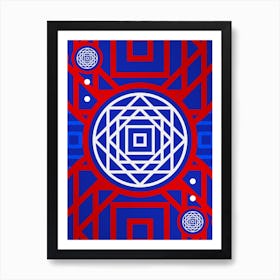 Geometric Abstract Glyph in White on Red and Blue Array n.0036 Art Print