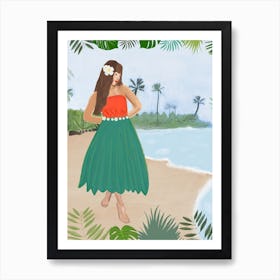 Hula Dancer Girl Art Print