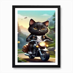 Cat On A Motorcycle 5 Art Print