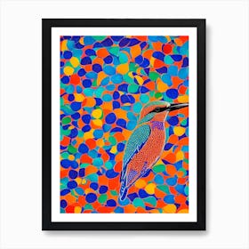 Kingfisher Yayoi Kusama Style Illustration Bird Poster