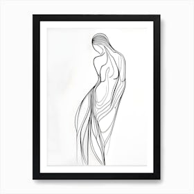 Line Drawing Of A Woman Art Print