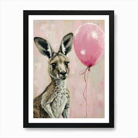 Cute Kangaroo 2 With Balloon Art Print