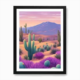 Desert Landscape With Cactus 1 Art Print