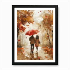 Couple Walking In The Rain 5 Art Print