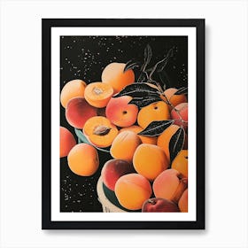 Art Deco Peaches Still Life 2 Art Print