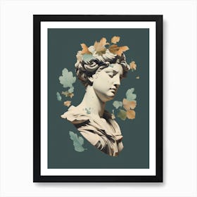 Bust Of A Woman With Leaves Art Print