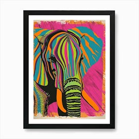 Rainbow Stripe Elephant Art Print