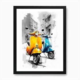 Two Vespas Art Print