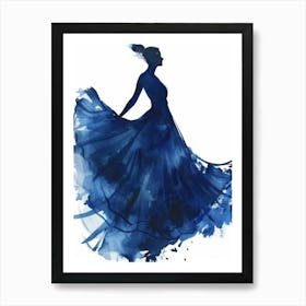 Woman In A Blue Dress 2 Art Print