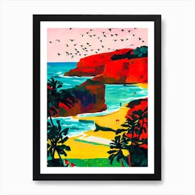 Crane Beach, Barbados Hockney Style Art Print