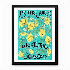 Lemon Squeeze Kitchen/Dining Art Print Blue Art Print