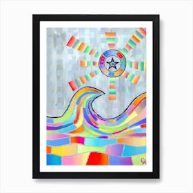 Bold Star Above The Colorful Waves Art Print