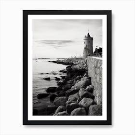 Antibes, France, Mediterranean Black And White Photography Analogue 3 Art Print